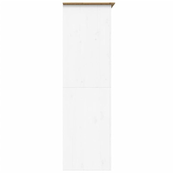 Garde-robe BODO blanc marron 101x52x176,5 cm bois massif de pin - Photo n°5