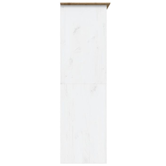 Garde-robe BODO blanc marron 151,5x52x176,5 cm bois massif pin - Photo n°5