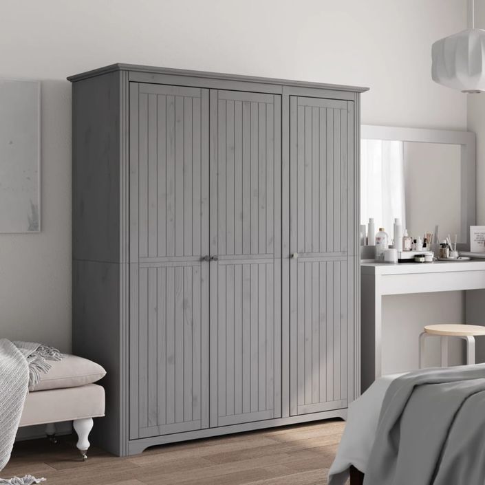 Garde-robe BODO gris 146x53,5x173 cm bois massif de pin - Photo n°1