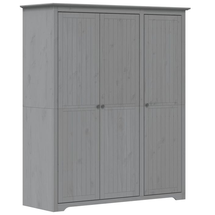 Garde-robe BODO gris 146x53,5x173 cm bois massif de pin - Photo n°2