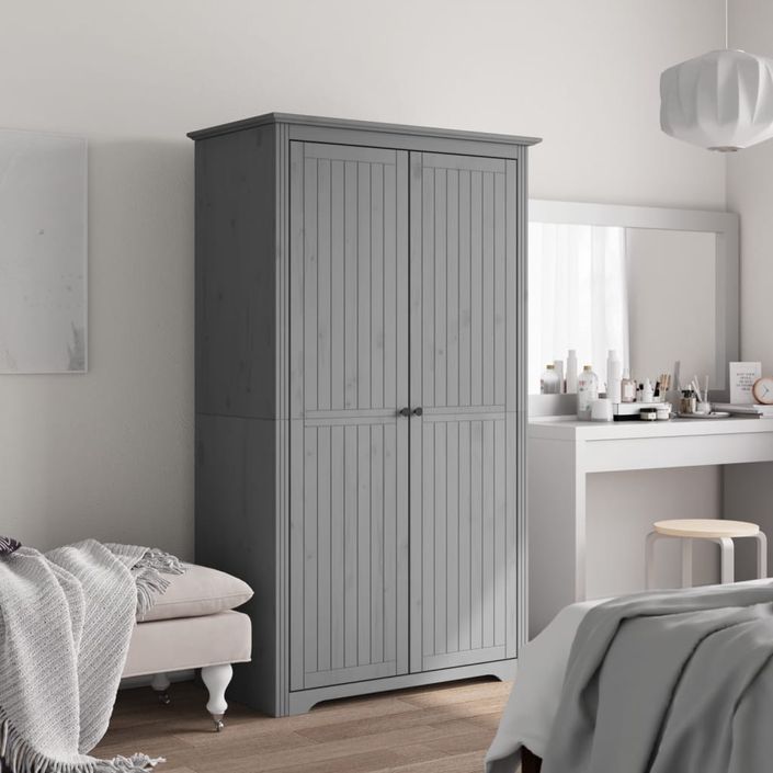 Garde-robe BODO gris 99x53,5x173 cm bois massif de pin - Photo n°1