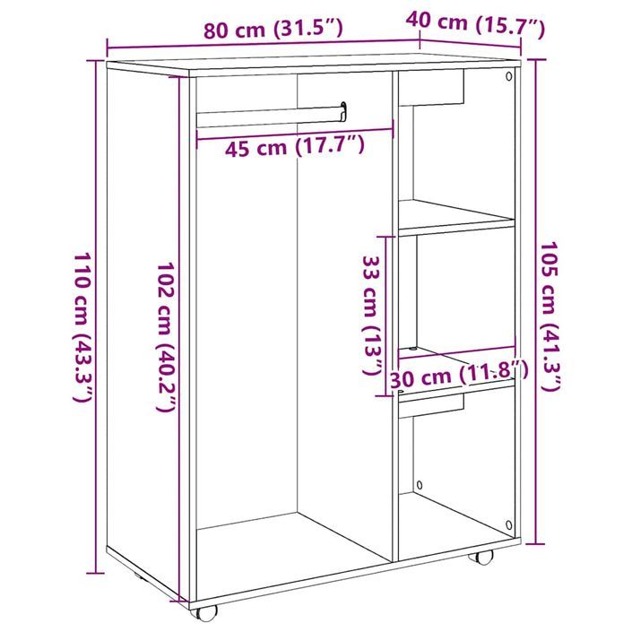 Garde-robe chêne artisanal 80x40x110 cm bois d'ingénierie - Photo n°10