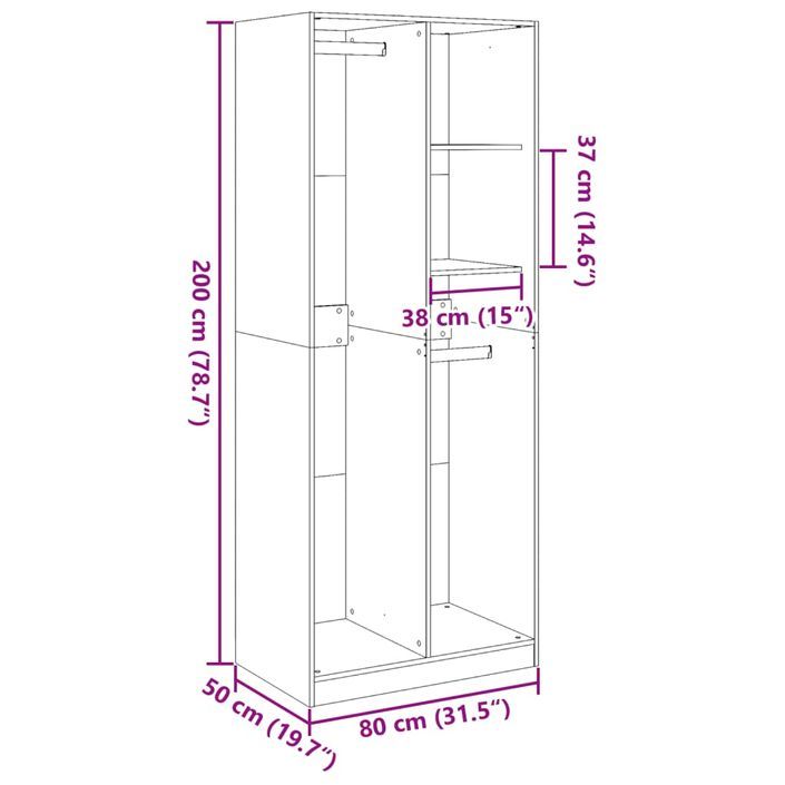 Garde-robe chêne sonoma 80x50x200 cm bois d'ingénierie - Photo n°10