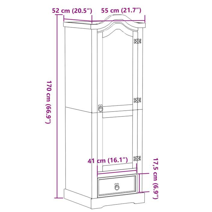 Garde-robe Corona 55x52x170 cm bois de pin massif - Photo n°9