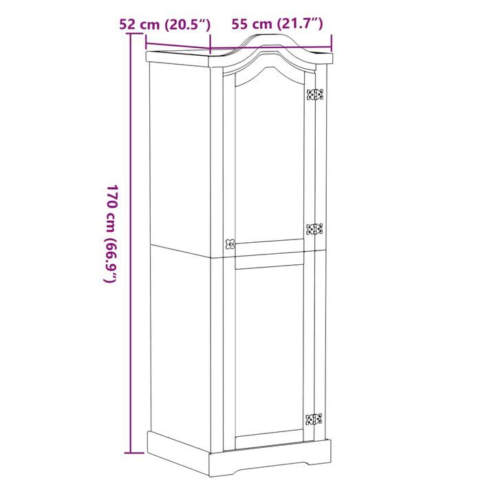 Garde-robe Corona 55x52x170 cm bois de pin massif - Photo n°9