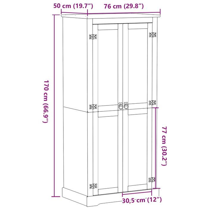 Garde-robe Corona 76x50x170 cm bois de pin massif - Photo n°9