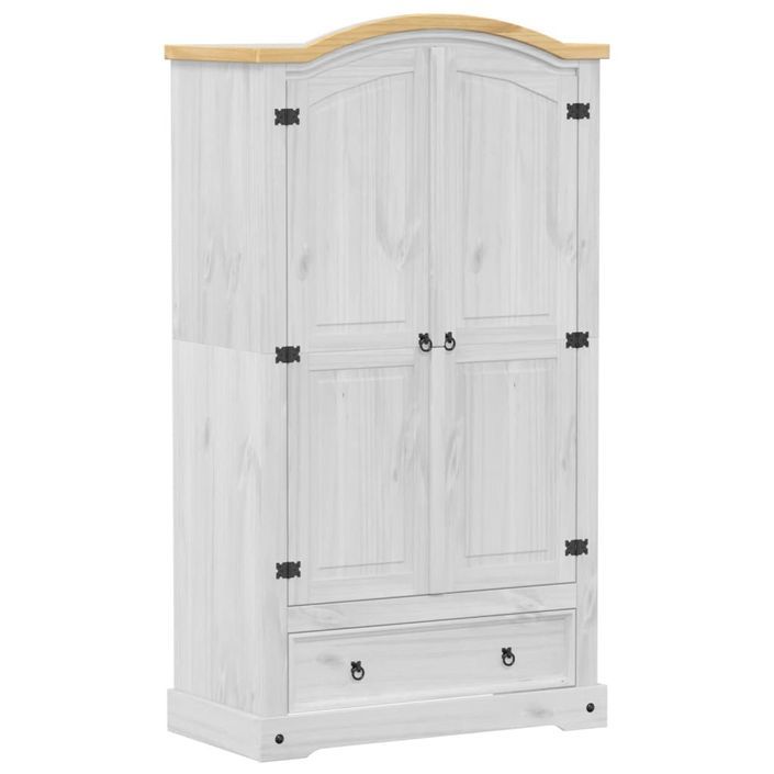 Garde-robe Corona blanc 102x52x186 cm bois de pin massif - Photo n°2