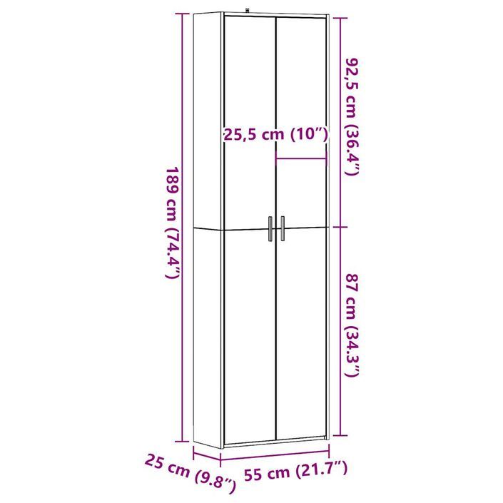 Garde-robe de couloir vieux bois 55x25x189 cm bois d'ingénierie - Photo n°9