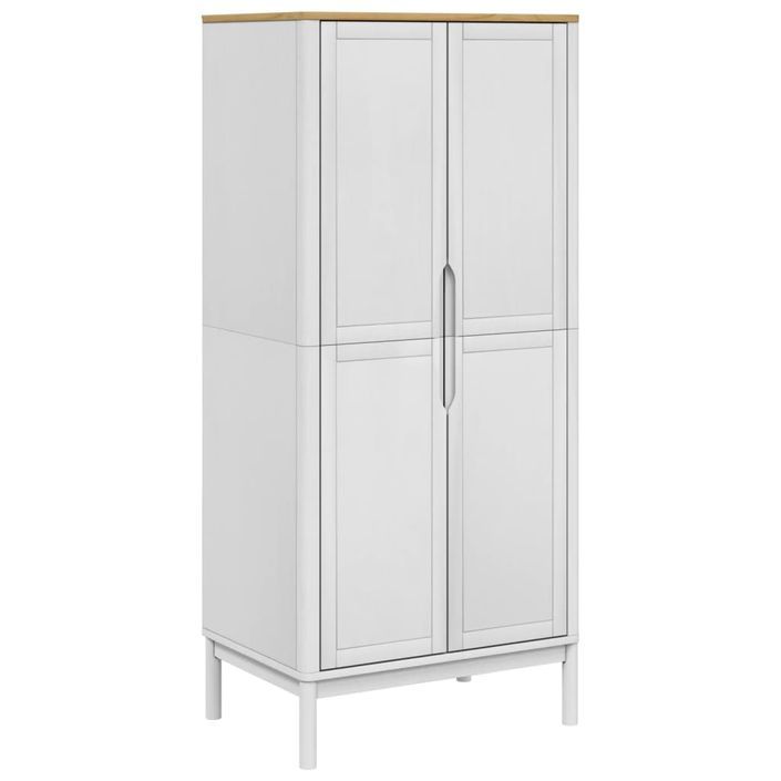 Garde-robe FLORO blanc 77x53x171 cm bois massif de pin - Photo n°1