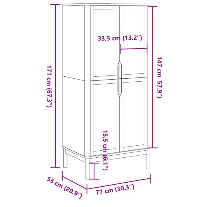 Garde-robe FLORO blanc 77x53x171 cm bois massif de pin - Photo n°10