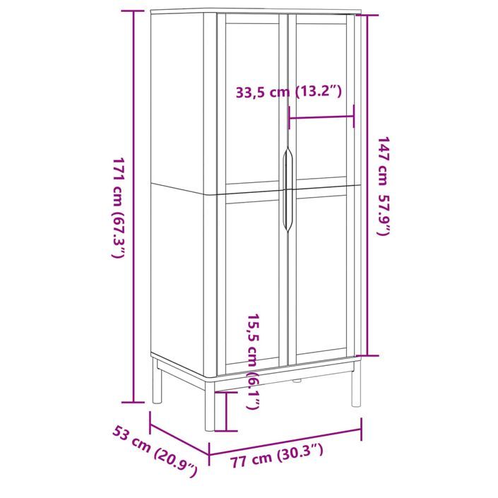 Garde-robe FLORO gris 77x53x171 cm bois massif de pin - Photo n°10