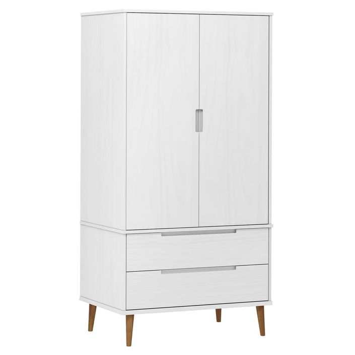 Garde-robe MOLDE Blanc 90x55x175 cm Bois massif de pin - Photo n°1