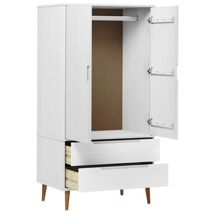 Garde-robe MOLDE Blanc 90x55x175 cm Bois massif de pin - Photo n°5