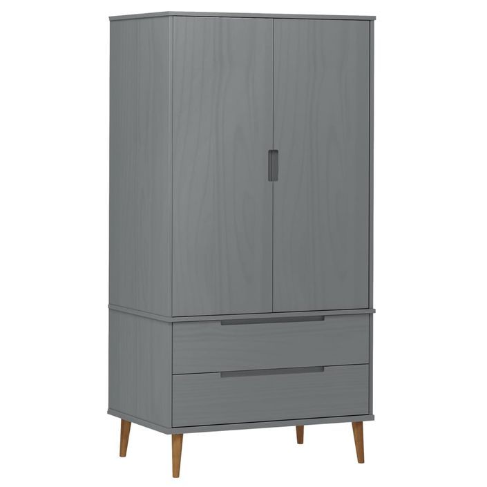 Garde-robe MOLDE Gris 90x55x175 cm Bois massif de pin - Photo n°1