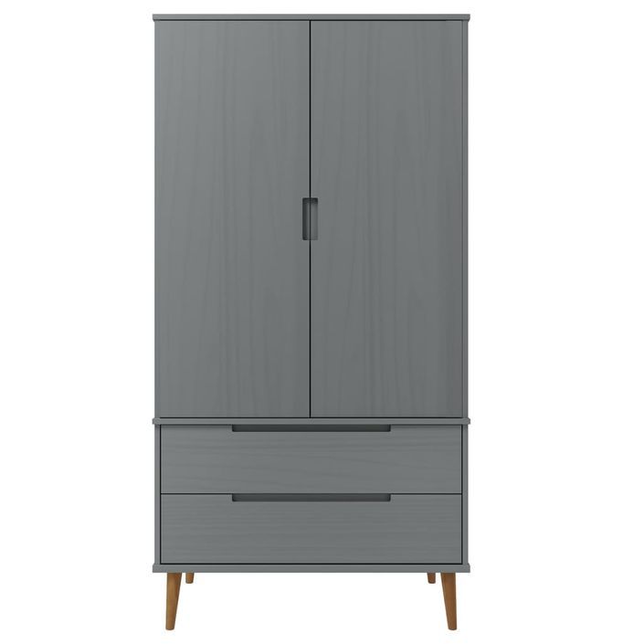 Garde-robe MOLDE Gris 90x55x175 cm Bois massif de pin - Photo n°4