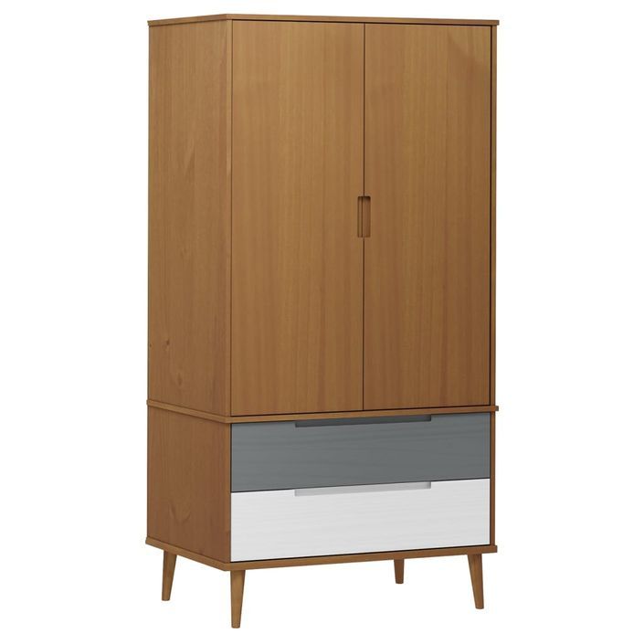 Garde-robe MOLDE Marron 90x55x175 cm Bois massif de pin - Photo n°2