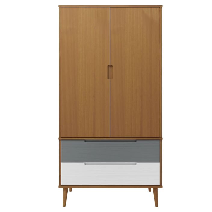 Garde-robe MOLDE Marron 90x55x175 cm Bois massif de pin - Photo n°4