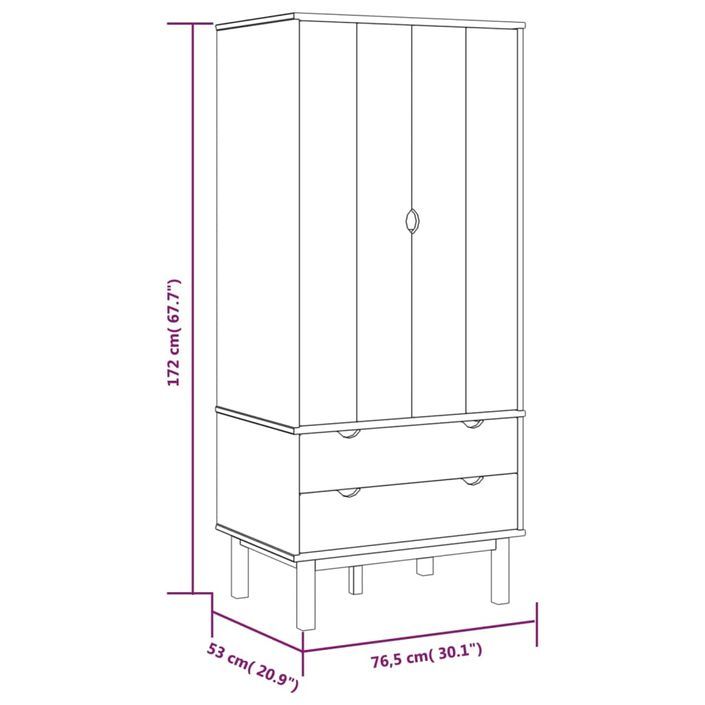 Garde-robe OTTA 76,5x53x172 cm Bois massif de pin - Photo n°6