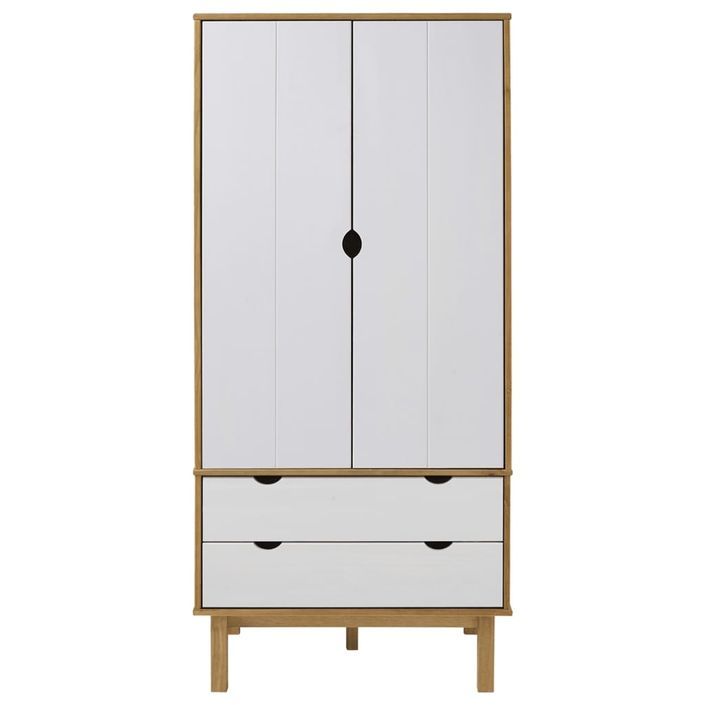 Garde-robe OTTA Marron et blanc 76,5x53x172 cm Bois massif pin - Photo n°3