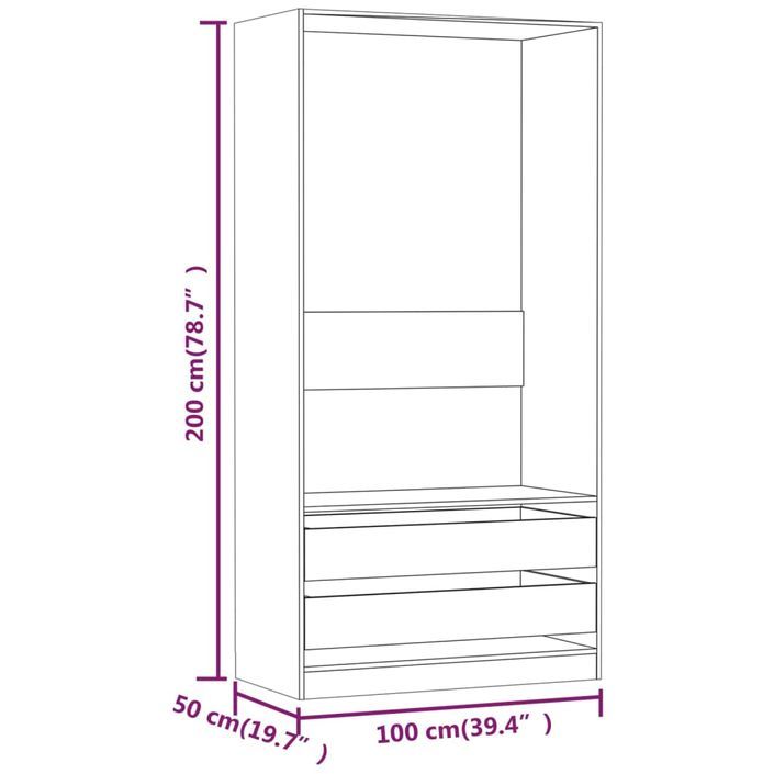 Garde-robe Sonoma gris 100x50x200 cm Bois d'ingénierie - Photo n°6