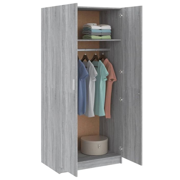 Garde-robe Sonoma gris 80x52x180 cm Bois d'ingénierie - Photo n°7