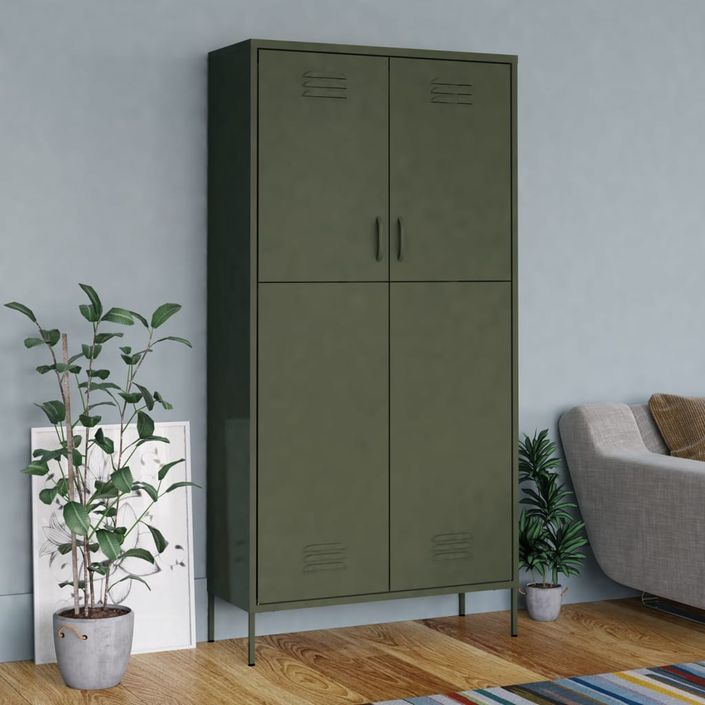 Garde-robe Vert olive 90x50x180 cm Acier - Photo n°1