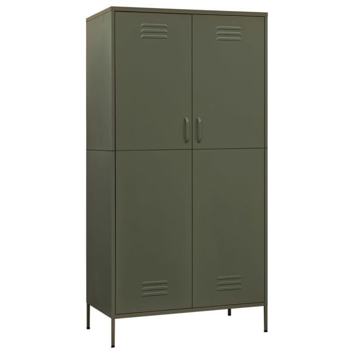 Garde-robe Vert olive 90x50x180 cm Acier - Photo n°2