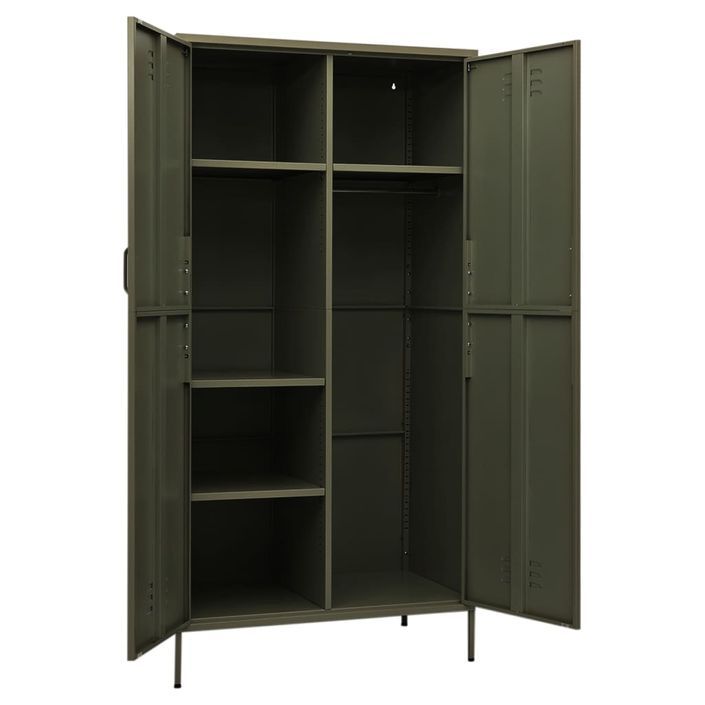 Garde-robe Vert olive 90x50x180 cm Acier - Photo n°6