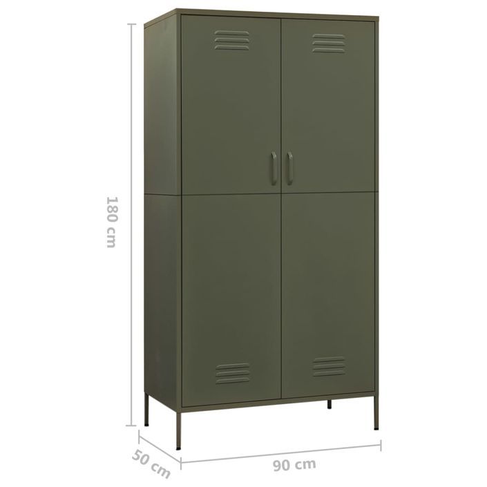 Garde-robe Vert olive 90x50x180 cm Acier - Photo n°10