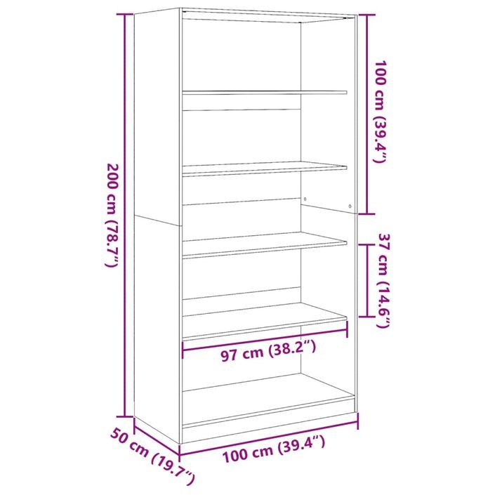 Garde-robe vieux bois 100x50x200 cm bois d'ingénierie - Photo n°9