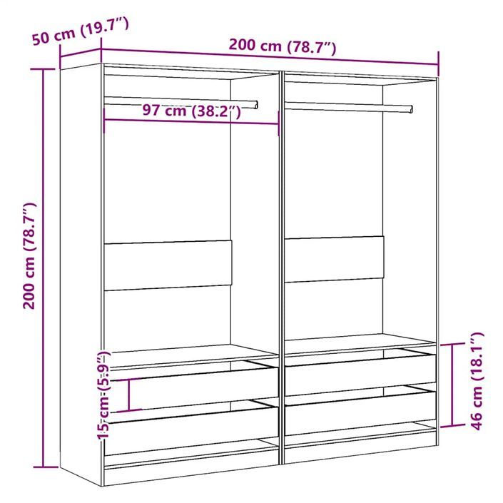 Garde-robe vieux bois 100x50x200 cm bois d'ingénierie - Photo n°9