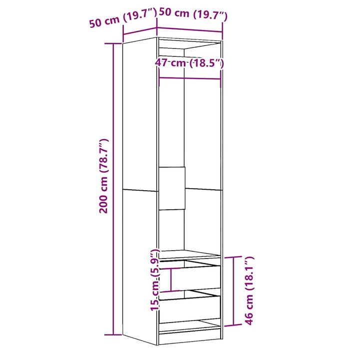 Garde-robe vieux bois 50x50x200 cm bois d'ingénierie - Photo n°10