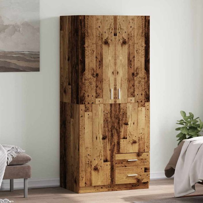 Garde-robe vieux bois 80x52x180 cm bois d'ingénierie - Photo n°1