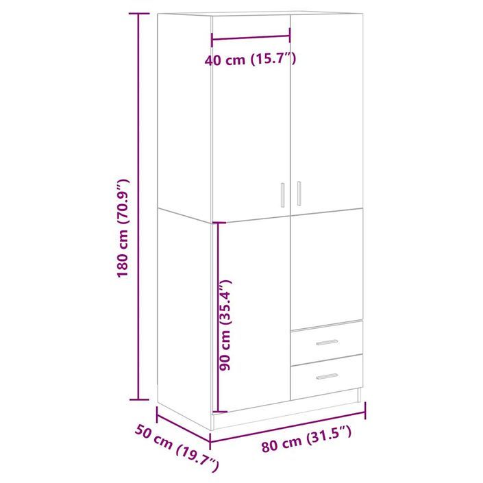 Garde-robe vieux bois 80x52x180 cm bois d'ingénierie - Photo n°9