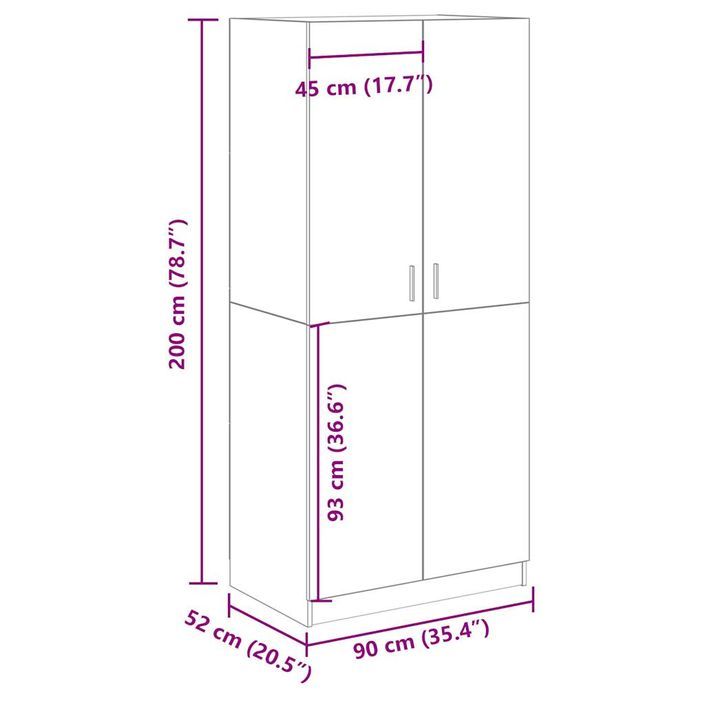 Garde-robe vieux bois 90x52x200 cm bois d'ingénierie - Photo n°9