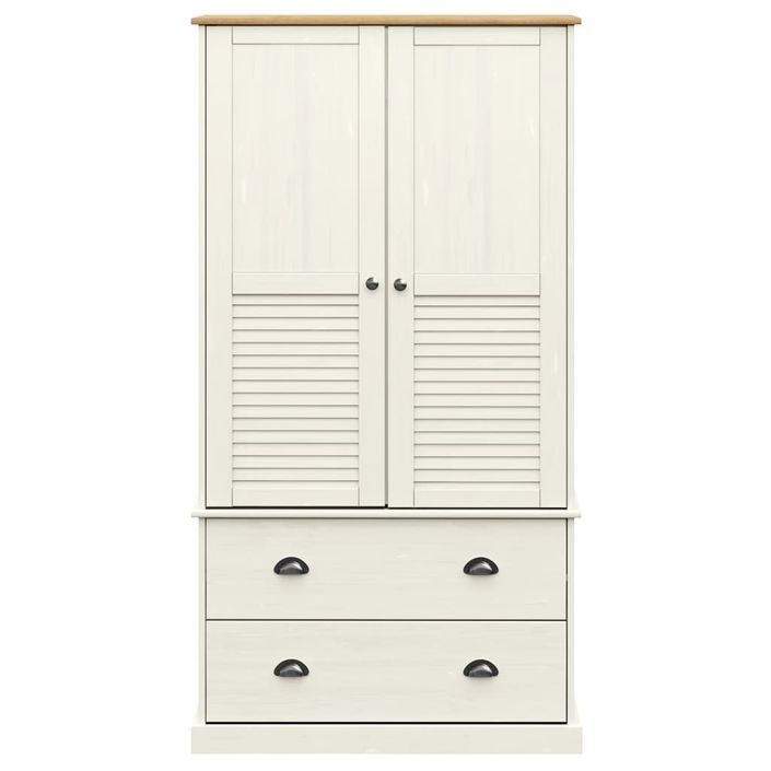 Garde-robe VIGO blanc 90x55x176 cm bois massif de pin - Photo n°4