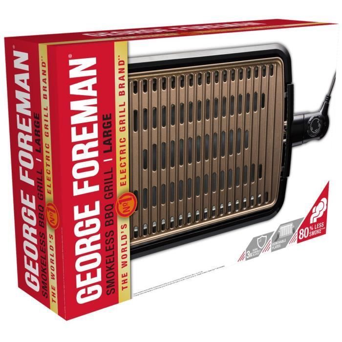 George Foreman 25850-56 Barbecue Grill sans Fumée Intérieur Extérieur, Plaques Amovibles - Photo n°4