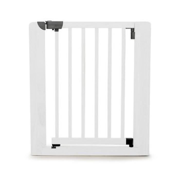 GEUTHER Barriere de sécurité easy close en hetre massif coloris blanc pour porte et escalier - Réglable : 73,5 a 81 cm - Photo n°1