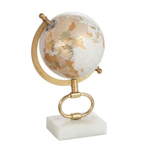 Globe marbre blanc et pied métal doré Narsh D 15 cm - Photo n°1