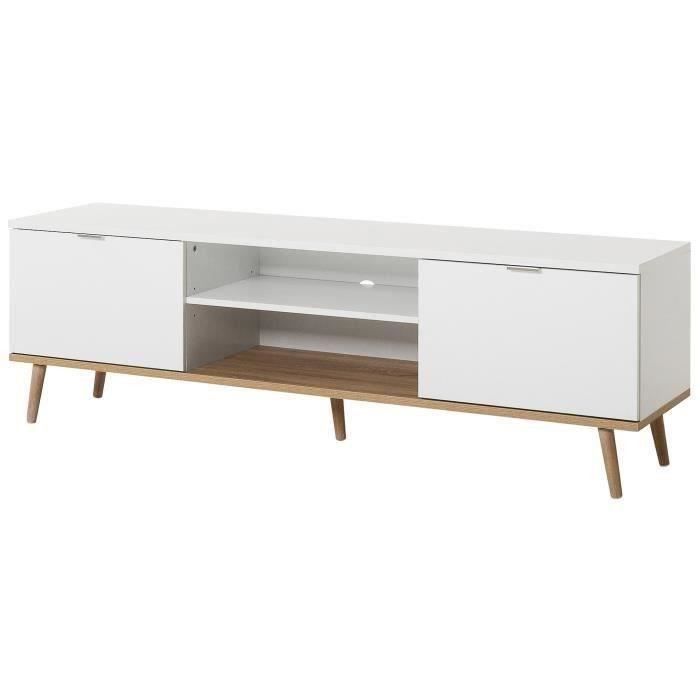 GÖTEBORG Meuble TV scandinave blanc - L 160 cm - Photo n°1