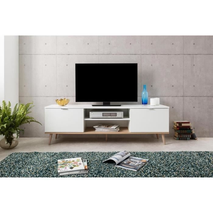 GÖTEBORG Meuble TV scandinave blanc - L 160 cm - Photo n°3