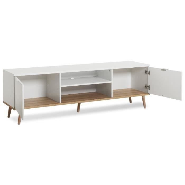 GÖTEBORG Meuble TV scandinave blanc - L 160 cm - Photo n°4