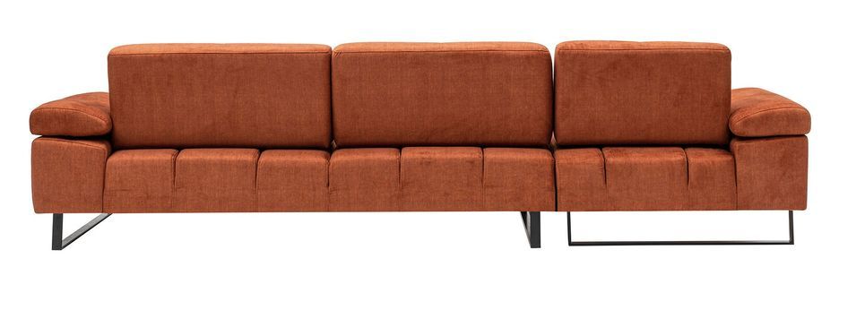 Grand canapé d'angle gauche tissu orange et métal noir Kustone 314 cm - Photo n°4