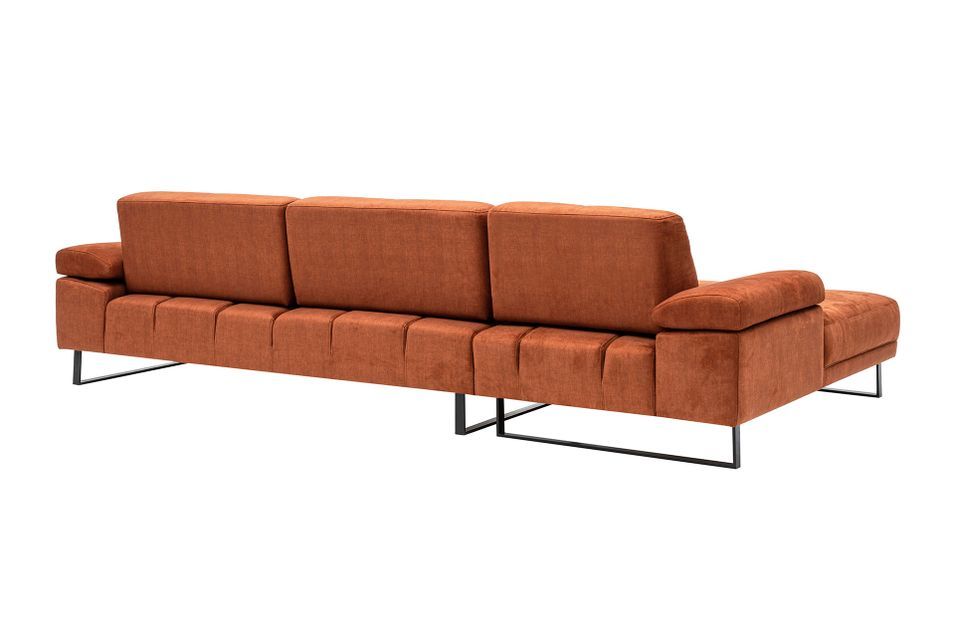 Grand canapé d'angle gauche tissu orange et métal noir Kustone 314 cm - Photo n°10