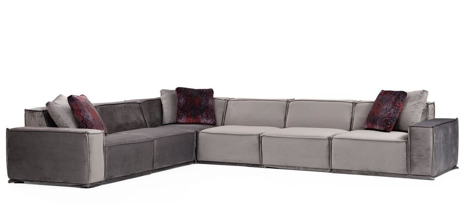 Grand canapé d'angle modulable velours gris Kego L 388 x P 300 cm - Photo n°12