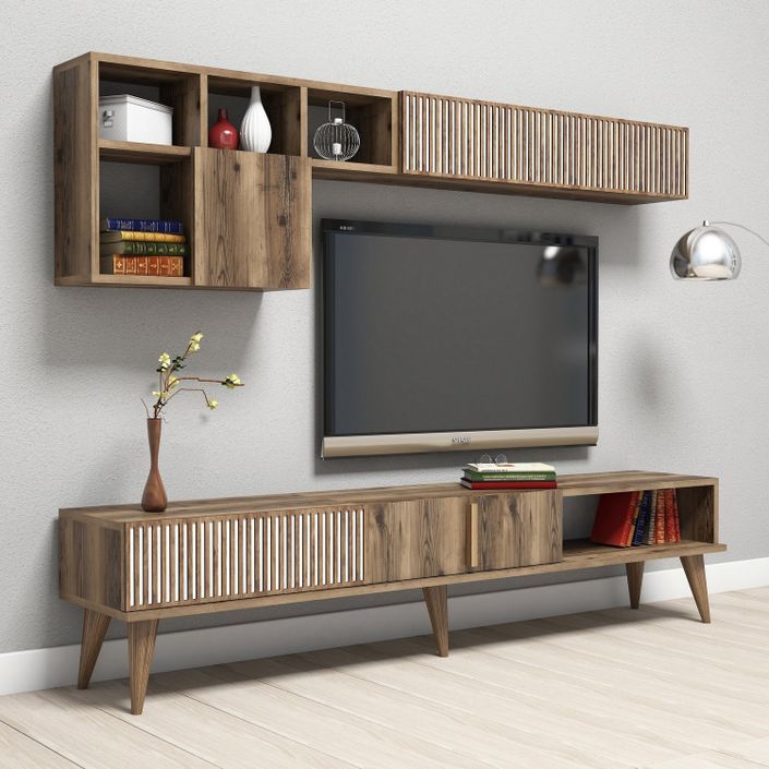 Esemble meuble TV en bois noyer Roma 180 cm - Photo n°5