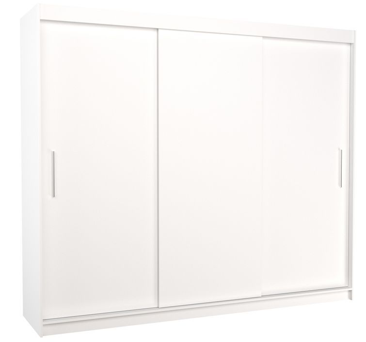 Grande armoire de chambre 3 portes coulissantes blanches Badoz 250 cm - Photo n°1