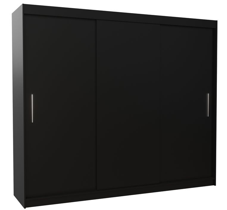 Grande armoire de chambre 3 portes coulissantes noir Badoz 250 cm - Photo n°1