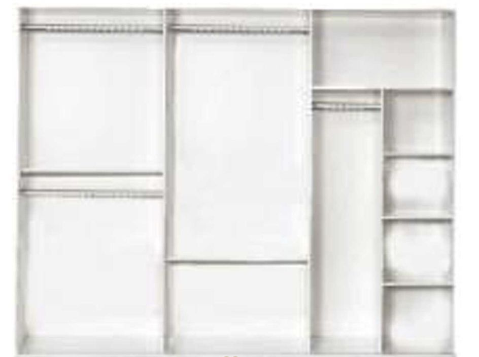 Grande armoire de chambre design 6 portes battantes bois blanc laqué et effet marbre Krystal 270 cm - Photo n°4