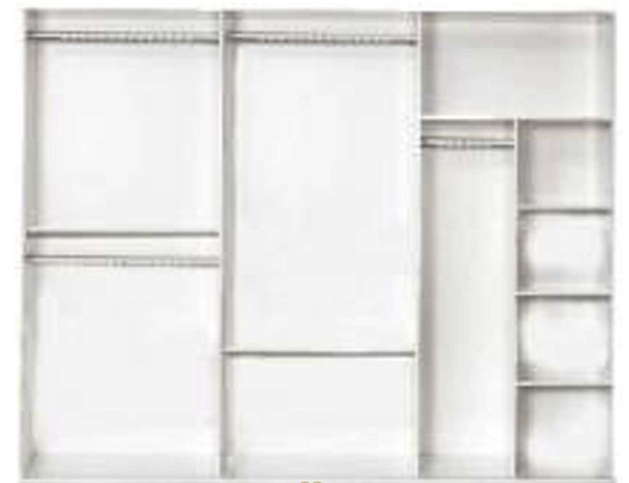 Grande armoire de chambre design 6 portes battantes bois blanc laqué et métal argenté Diamanto 270 cm - Photo n°3